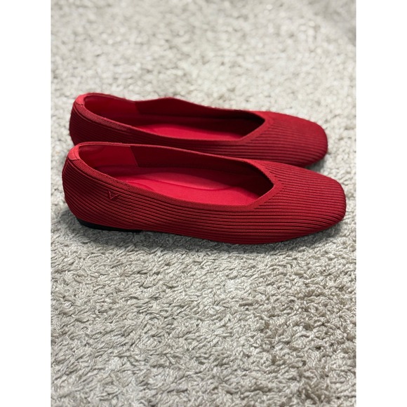 VIVAIA Red Knit Pointed Toe Ballet Flats Women EU 40.5 - Picture 2 of 7